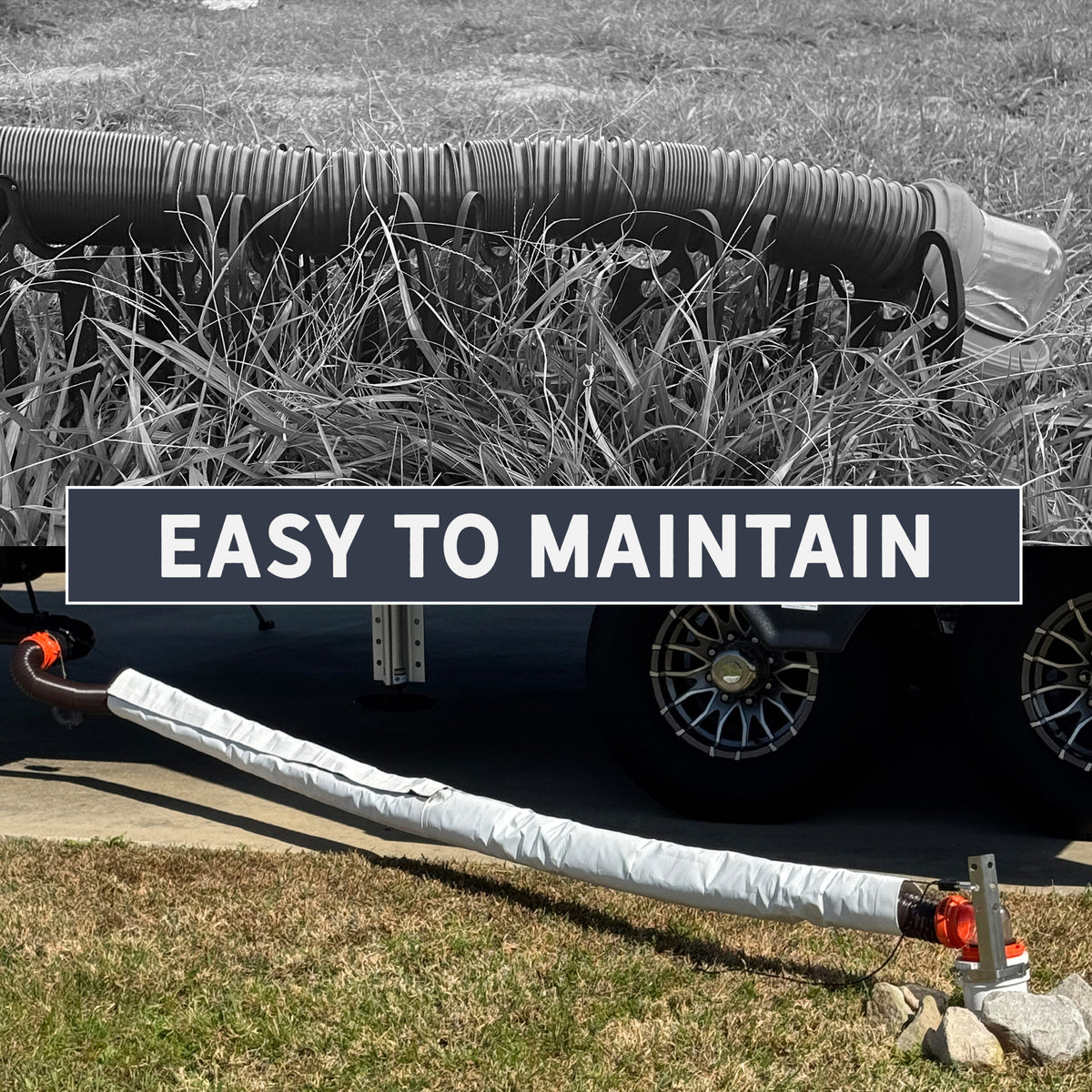 Easy-to-maintain Levitator RV sewer hose support system
